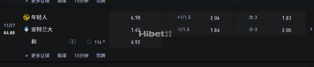 欧洲冠军联赛  年轻人 V S 亚特兰大