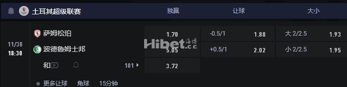 土超 11-30 18:30 萨姆松珀 VS 波德鲁姆士邦