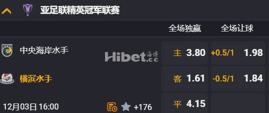 亚冠精英 16:00  中部海岸海员[澳洲甲9] - 横滨水手[日职联7]